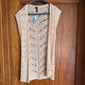 Maurices Beige Open Knit Cardigan